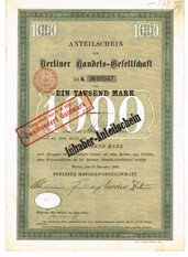 Artikelnr. AP366 Berliner Handelsgesellschaft Anteilschein von 1908 mit Unterschrift von Walter Rathenau