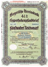 Artikelnr. AP253 Bayerische Vereinsbank Hypothekenpfandbrief 500 RM 4,5 %  Serie1