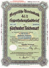 Artikelnr. AP254 Bayerische Vereinsbank Hypothekenpfandbrief 500 RM 4,5 %  Serie1