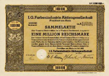 Sammelaktie IG Farben 1 Million Reichsmark