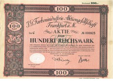 Artikelnr. AP605 Gründeraktie vom Dezember 1925 Ausgabewert 100 Reichsmark Nr. 925