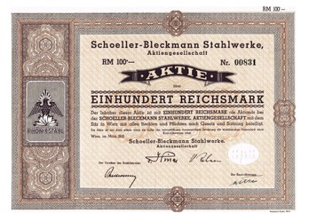 Artikelnr. AP711 Aktie vom März 1940 Wert 100 Reichsmark Nr.831