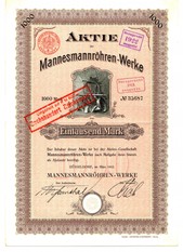 Artikelnr. AP948 Mannesmann Aktie vom Dezember 1912 Wert 1000 Mark