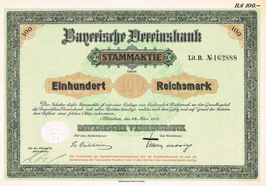 Seltene Aktie der bayerischen Vereinsbank