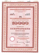 Artikelnr. AP144 Industriebank Düsseldorf Stammaktienset vom Januar 1973 3er Set Wert 1000 - 10000 DM