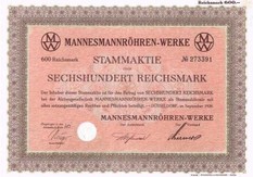 Artikelnr. AP133 Mannesmann Aktie vom 09.1928 Wert sechshundert Reichsmark