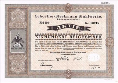 Artikelnr. AP131 Aktie vom März 1940 Wert 100 Reichsmark