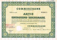 Artikelnr. AP130 Aktie von 1952 mit Stempel "Sturmflutschaden" Wert 1000 Reichsmark1